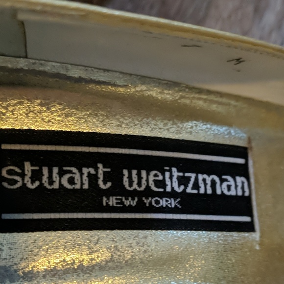 STUART WEITZMAN Gold Sheer Mesh Embroidered Pumps - Picture 7 of 8